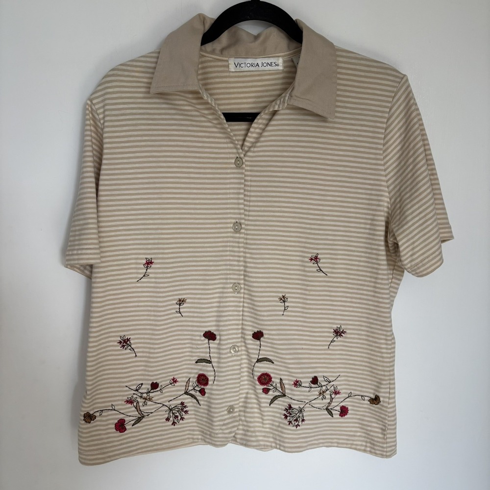 Victoria Jones VTG 90s Floral Embroidered Grandmacore Cottagecore Size M
